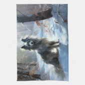 雪の中国のクリスマスをクレスト キッチンタオル (縦)