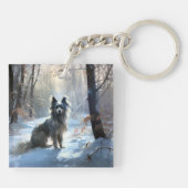 雪の中国のクリスマスをクレスト キーホルダー (裏面)