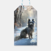 雪の中国のクリスマスをクレスト ギフトタグ (正面)