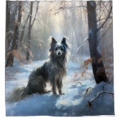 雪の中国のクリスマスをクレスト シャワーカーテン (正面)