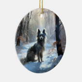 雪の中国のクリスマスをクレスト セラミックオーナメント (右)