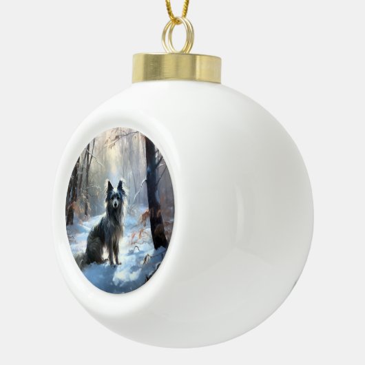 雪の中国のクリスマスをクレスト セラミックボールオーナメント (右)