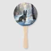 雪の中国のクリスマスをクレスト ハンドファン (正面)