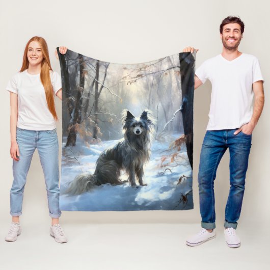 雪の中国のクリスマスをクレスト フリースブランケット (インサイチュ)