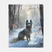 雪の中国のクリスマスをクレスト フリースブランケット (正面)