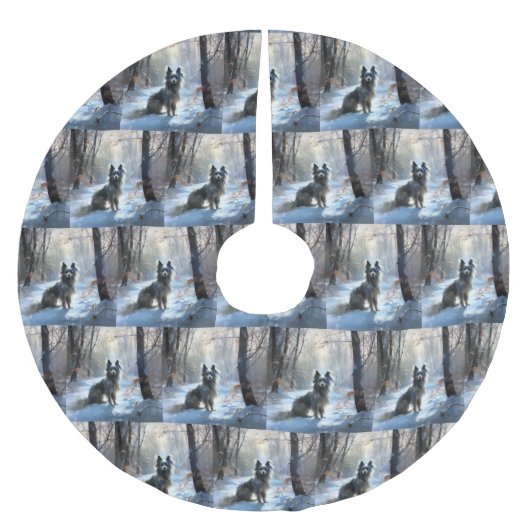 雪の中国のクリスマスをクレスト ブラッシュドポリエステルツリースカート (正面)