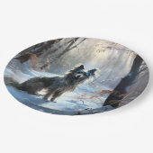 雪の中国のクリスマスをクレスト ペーパープレート (アングル)