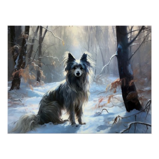 雪の中国のクリスマスをクレスト ポスター (正面)