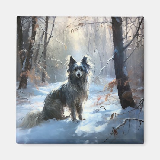 雪の中国のクリスマスをクレスト マグネット (正面)