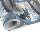 雪の中国のクリスマスをクレスト ラッピングペーパー (ロールコーナー)