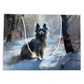 雪の中国のクリスマスをクレスト ラージペーパーバッグ (裏面)