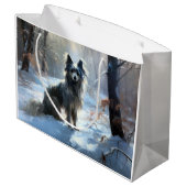 雪の中国のクリスマスをクレスト ラージペーパーバッグ (裏面アングル)