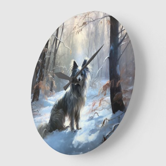 雪の中国のクリスマスをクレスト ラージ壁時計 (傾斜)