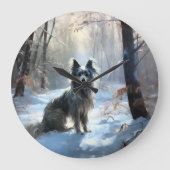 雪の中国のクリスマスをクレスト ラージ壁時計 (正面)