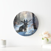 雪の中国のクリスマスをクレスト ラージ壁時計 (ホーム)