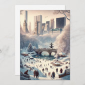雪の中央公園:ニューヨークのクリスマス シーズンカード (正面/裏面)