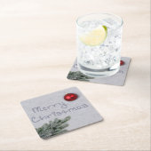 雪の中書の聖降誕祭 スクエアペーパーコースター (インサイチュ)