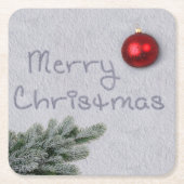 雪の中書の聖降誕祭 スクエアペーパーコースター (正面)