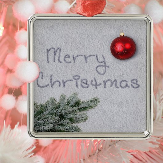 雪の中書の聖降誕祭 メタルオーナメント