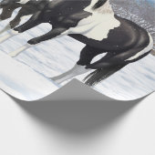 雪の中絵を描に黒いピント四分の馬 ラッピングペーパー (角)