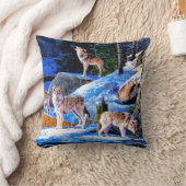 雪の中絵画の狼 クッション (ブランケット)