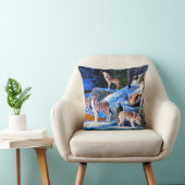 雪の中絵画の狼 クッション (椅子)