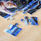 雪の中絵画の狼 ジグソーパズル (側面)