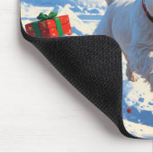 雪の中走でクリスマス帽子とウェスティーの帽子 マウスパッド (コーナー)