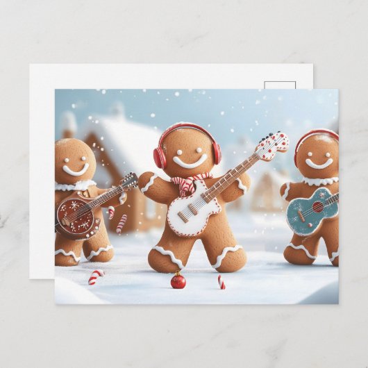 雪の中遊のギンガーブレッドバンド シーズンポストカード (正面/裏面)