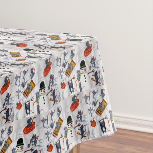 雪の中遊のクリスマスネズミ テーブルクロス (インサイチュ)