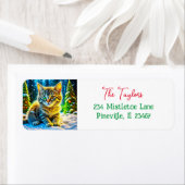 雪の中遊の聖降誕祭の子猫 ラベル (インサイチュ)