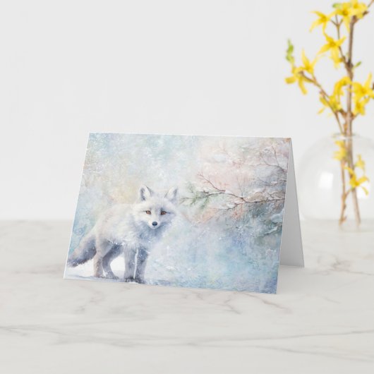 雪の中、かわいいウッドランドの動物たちがコヨーテに姿を現す カード (黄色い花)