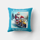 雪の中、バイクに乗ったサンタ クッション (裏面)