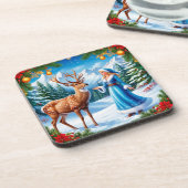 雪の乙女魅惑的な冬のシーン コースター (左側)