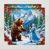 雪の乙女魅惑的な冬のシーン サンキューカード (正面/裏面)