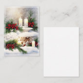 雪の予算ミニのクリスマスキャンドル ノートカード (正面/裏面)
