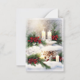 雪の予算ミニのクリスマスキャンドル ノートカード