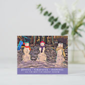 雪の人々うれしくて感謝の希望に満ちたクリスマスはがき ポストカード (スタンド正面)