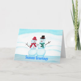 雪の人々がひになびく季節のごあいさつカード シーズンカード