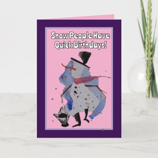 雪の人々は、迅速な誕生日、ハッピーバースデーを持つ カード (正面)