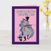 雪の人々は、迅速な誕生日、ハッピーバースデーを持つ カード (黄色い花)