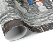 雪の人々冬のシーンホリデー ラッピングペーパー (ロールコーナー)