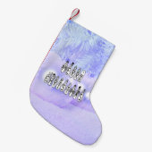 雪の人々 フォント メリークリスマス 青い色調の雪 スモールクリスマスストッキング (正面 (吊り時))
