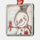 雪の人および赤い鳥-オーナメント メタルオーナメント (左)