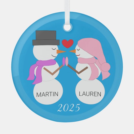雪の人を愛で彩る ガラスオーナメント (正面)