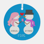 雪の人を愛で彩る ガラスオーナメント (裏面)