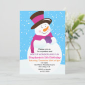 雪の人冬のワンダーランドの女の子の誕生日招待状 招待状 (スタンド正面)