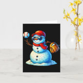 雪の人形が野球をする少年たちとクリス カード (黄色い花)