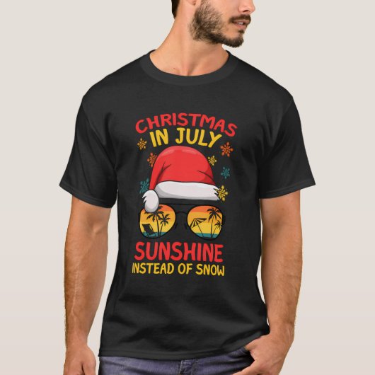 雪の代わりに7月のサンタのクリスマスF Tシャツ (正面)
