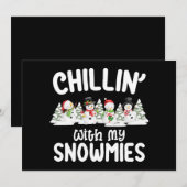 雪の仲間と一緒に雪だるまクリスマスを楽しむ 招待状 (正面/裏面)